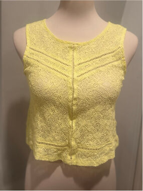 ASTR | Crochet Sleeveless Cropped Top | Neon Yellow